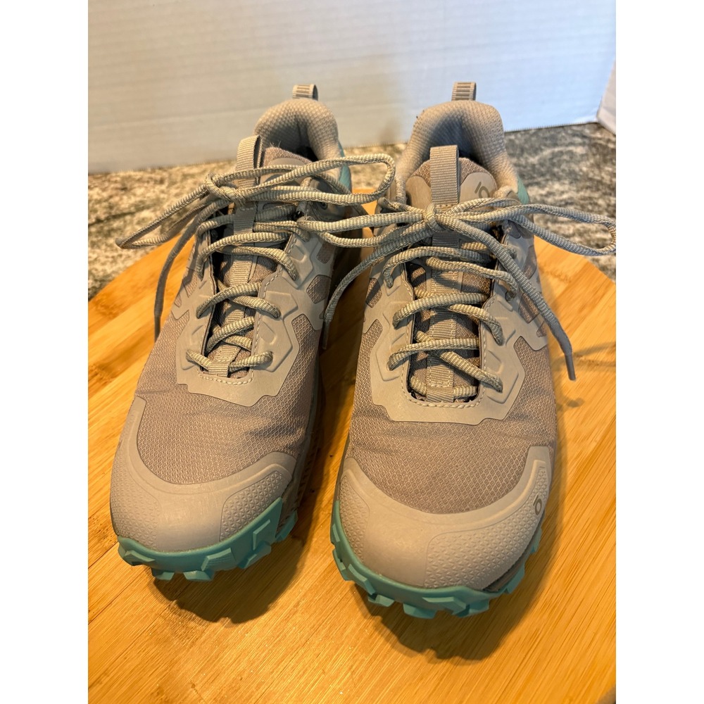 Oboz Katabatic Low Hiking Shoes Womens 8 Gray Teal Trail Sneakers 44002